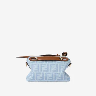 Fendi Womens Mini By The Way Soft Bag Light Denim Cotton Shoulder