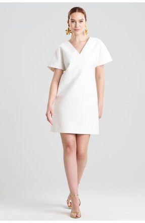 Natori Canvas Short Sleeve Sheath Dress in White at Nordstrom, Size 10