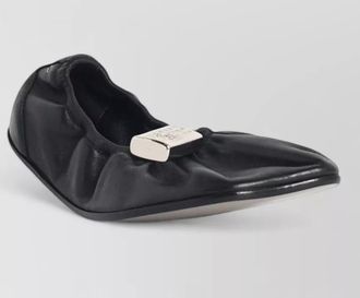 Maison Margiela leather ballet flats elastic trim detail