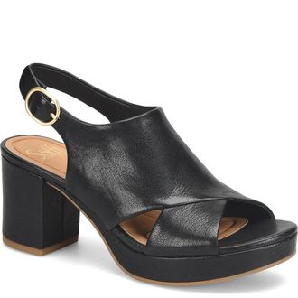 S&ouml;fft Liv SF0098701 Sandal WomenB Black Leather Block Heel Slingback Hawk2842