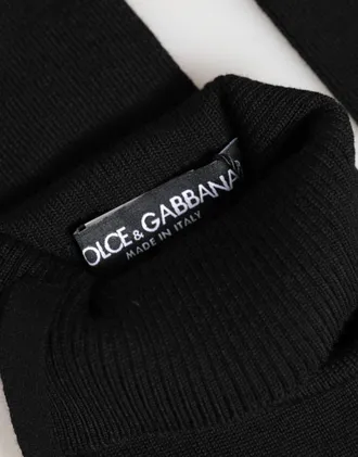 Dolce & Gabbana Black Virgin Wool Knitted Fingerless Men Mens Gloves