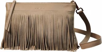 Bergé Karma Fringed Shoulder Bag In Beige