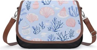 Generic Colorful Seashells And Corals Small Womens Crossbody Bags Shoulder Handbag with Adjustable Strap for Travel