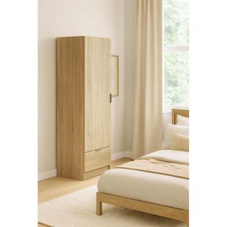 Dmora Armoire Grande, Portemanteau Une &Eacute;tag&egrave;re, 51x170h Cm Ch&ecirc;ne Brun - Dello