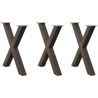 vidaXL Patas Para Mesa De Comedor En Forma De X (3 Unidades, Acero Natural, 70 X 72-73 Cm) Vidaxl