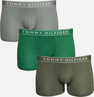 Tommy Hilfiger Mens Tommy Hilfiger 3-Pack Everyday Essentials Boxer Trunks, Utility Olive/Green - Tan/Green - Size: 37/36/32