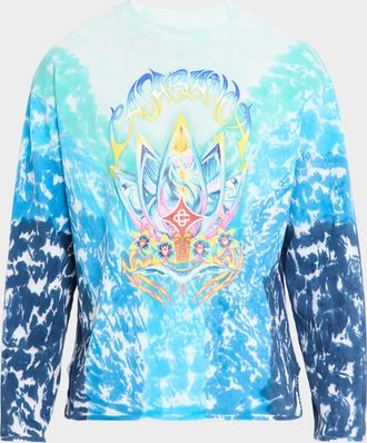 Casablanca Mens Organic Cotton Surf Lotus Tie-Dye Long-Sleeve T-Shirt