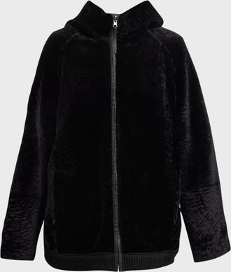 Gorski Reversible Shearling Lamb Zip Parka Jacket With Side Slits
