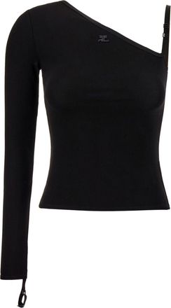Courrèges Top con placca logo - Nero