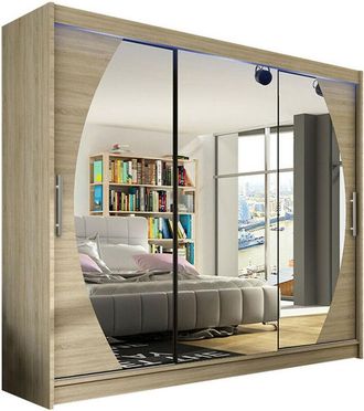 Mirjan24 Armario Closico 130, Roble Sonoma, 215x250x58cm, Puertas De Armario: Correderas, N&uacute;mero De Estantes: 0, Led