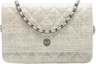Chanel Pre-owned Coated Tweed Crossbody Bag - Dames - Vintage Schoudertas - Beige - ONE Size - Tweed - Vintage