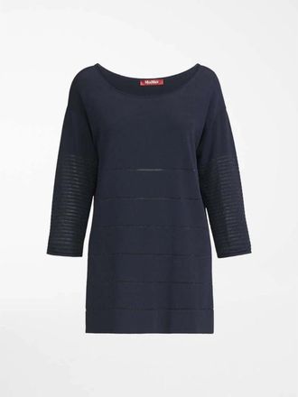 Max Mara Bloemen Gebreide Top - Dames - T-shirts - Blauw - M - Tops