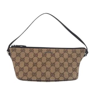 Gucci Pre-owned Mini Bags, female, Brown, Size: ONE SIZE Pre-owned GG Canvas Leather Handbag