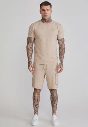 Siksilk Conjunto para Hombres Beige de Camiseta y Shorts XXL