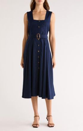 CeCe by Cynthia Steffe Belted Midi Dress in Classic Navy at Nordstrom, Size Xx-Large