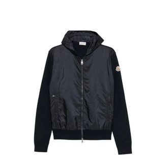 Moncler Hybrid Hooded Cardigan - male - Moncler - Bomber Jackets - Blue - 2XL - Jackets