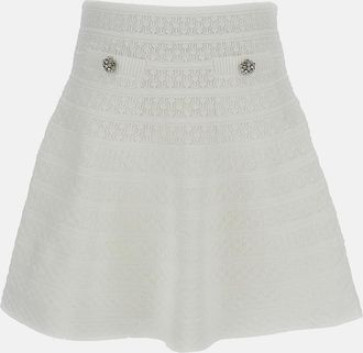 Self Portrait Mini Gonna In Maglia Pointelle Bianca