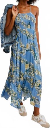 Free People Heat Wave Printed Maxi Dress In Allure Blue Combo