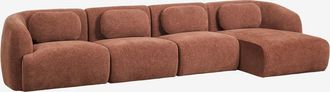 Sklum Sof&aacute; Modular Chaise Longue Derecho De 4 Piezas En Chenilla Coquette Sklum