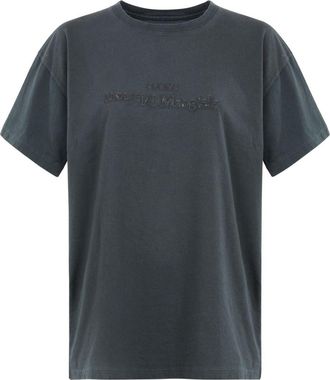 Maison Margiela logo-embroidered cotton T-shirt - women - Cotton - L - Grey