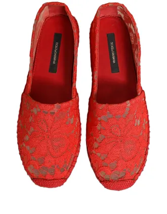 Dolce & Gabbana Womens Taormina Flat Red Viscose Cotton Nylon