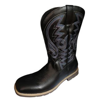 Generic Womens Embroidered Cowboy Boots - Vintage Mid Calf Western Boots, Square Toe with Embroidery Detail, Cowgirl Style Footwear