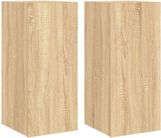 vidaXL Vidaxl - Muebles de tv pared luces led 2 uds roble Sonoma 30,5x35x70 cm