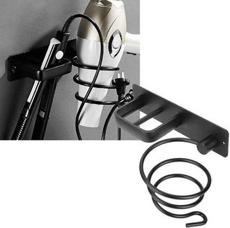 OEM Soporte De Pared Para Secador Y Rizador De Pelo - Acero Inoxidable, Color Plata, Con Soporte Para Cable, Para Ba&ntilde;o Y Peluquer&iacute;a