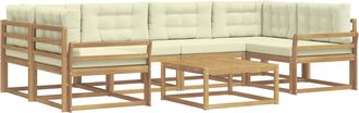 vidaXL Conjunto De Sof&aacute;s De Exterior 5 Uds. Blanco Y Crema Vidaxl
