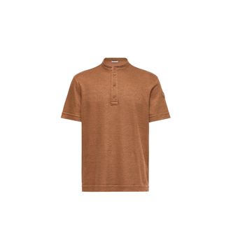 Moncler Moncler Cotton & Linen Blend Polo Shirt, Men, Brown, Size: 3xl