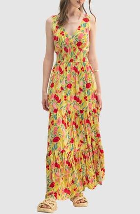 Lush Smocked Maxi Dress in Celery Red at Nordstrom Rack, Size Medium