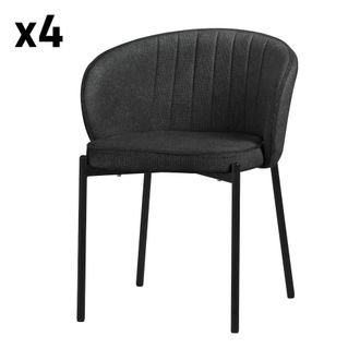ML Design 4x Sillas de comedor antracita con revestimiento de tela y respaldo