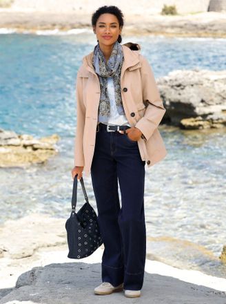 Heine Anorak HEINE, Damen, Gr. 36, beige, 64% Baumwolle, 36% Polyamid, unifarben, Jacken Anorak