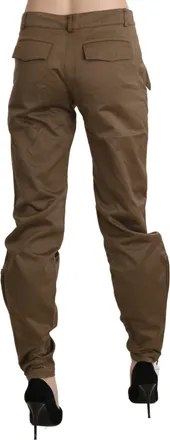 Ermanno Scervino Womens Brown Mid Waist Straight Cotton Pants