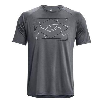 Under Armour Velocity Logo Print Round Neck Training T-shirt Grey 1377141-012