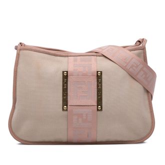 Fendi Pre-owned Womens Canvas Zucca Crossbody - Peach Textile - One Size