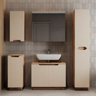 Vicco Juego De Muebles De Ba&ntilde;o Lotta, Rayas Roble/cachemira, 5 Partes, Vicco