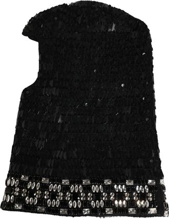 Dolce & Gabbana Womens Black Wool Crystal Embellished Balaclava Hat