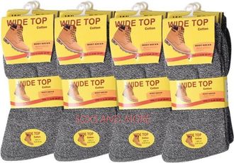 Generic Pack of 6 Mens Extra Wide Non-Elastic Plain Work Boot Socks Comfort Fit Loose Soft Top (Grey, 6-11)