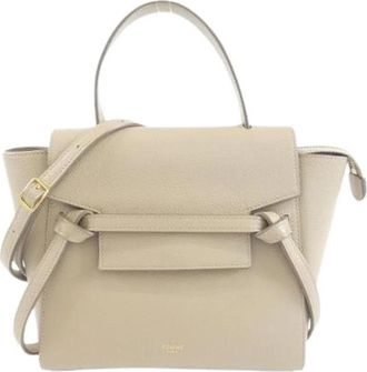Celine Pre-owned Belt Nano Lederen Handtas - Dames - Vintage Handtas - Beige - ONE Size - Leer - Vintage