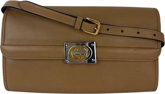Gucci Brown Leather G Linea Matisse Interlocking Clutch Shoulder Bag (Authentic Pre-Loved)