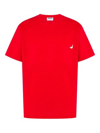 Moschino goose-embroidery cotton T-shirt - Red