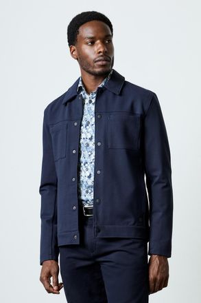 French Connection Mens Navy Scuba-Style Structured Chest Pocket Jacket - Size X-Large