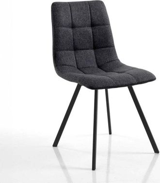 Oresteluchetta Juego De 4 Sillas De Comedor Tapizadas En Tela Con Patas De Acero Jane - Antracita