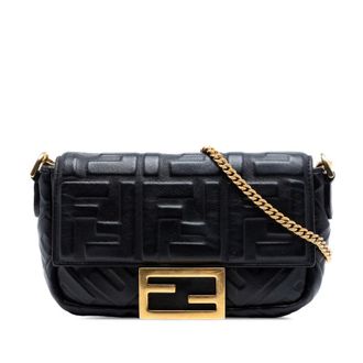 Fendi Pre-owned Fendi Mini Zucca Embossed Leather Baguette Satchel Ladies IPYYKE0IKK8ZFJ5S