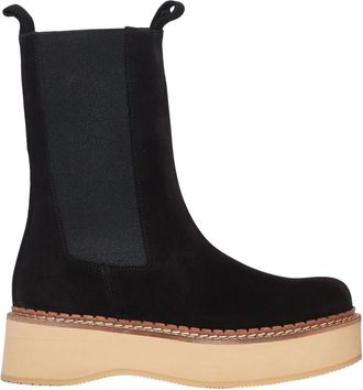 Paloma Barcel&oacute; Zwarte Su&egrave;de Chelsea Enkellaarzen - Dames - Chelseaboots - Zwart - 36 EU - Su&egrave;de - Schoenen