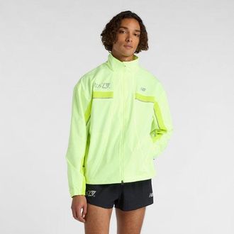 New Balance Mens London Edition Marathon Jacket in Green Polyester, size 2X-Large