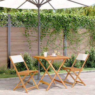Berkfield Home 3 Piece Bistro Set Cream White Fabric & Solid Wood