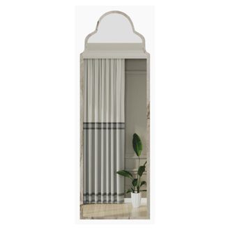Dmora Espejo Vitta, Forma Rectangular, De Pie, Estructura Transparente, 50x160h Cm Blanco M&aacute;rmol