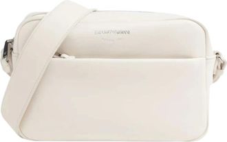 Emporio Armani Cross Body Bags, female, Beige, Size: ONE SIZE Logo-print Leather Shoulder Bag